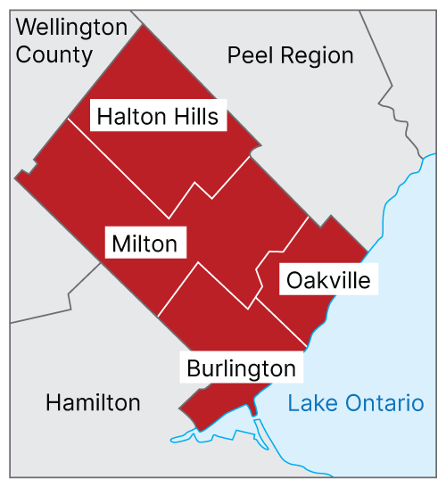 Map of Halton Region
